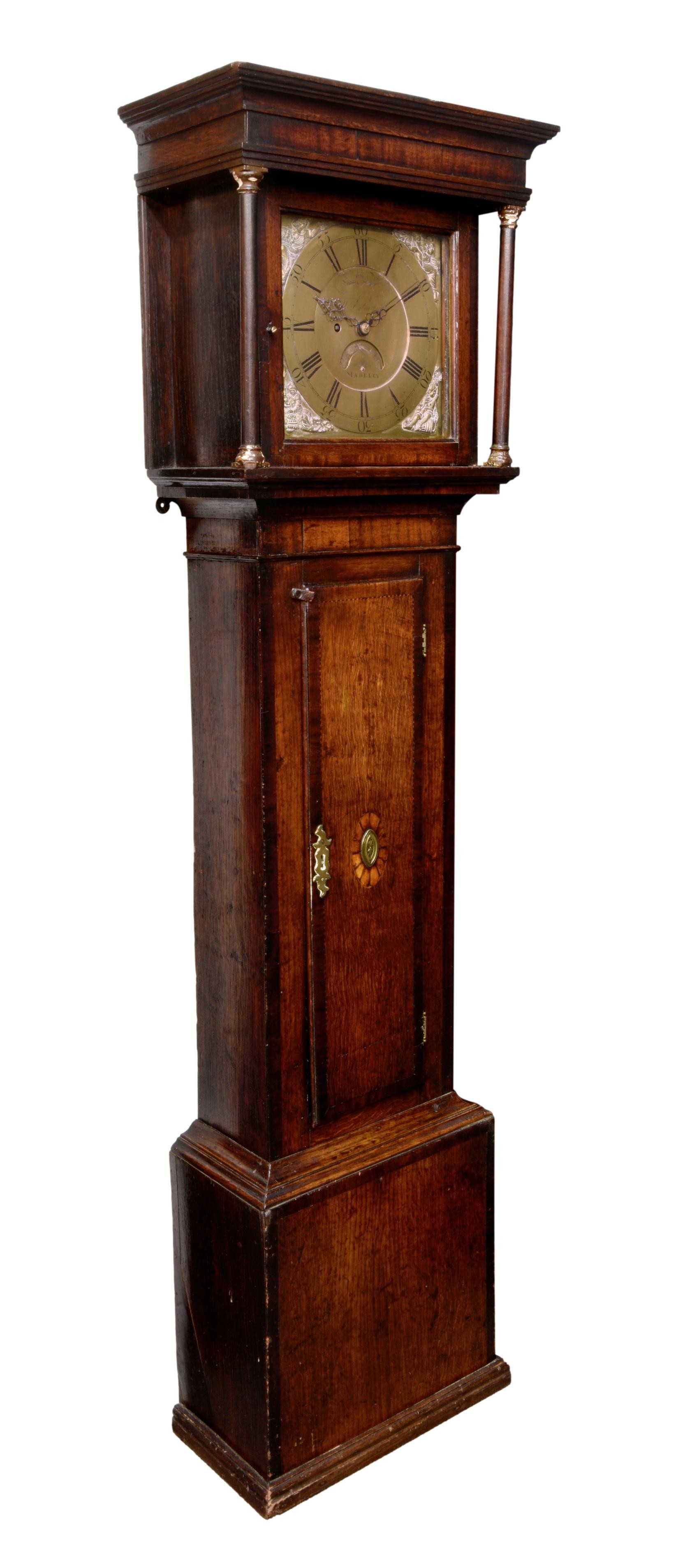 A late 18th century oak 30 hour longcase clock by W. Edmund of Madeley, the square brass Roman - Image 2 of 2