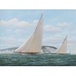 Stephen J. Renard (British, b.1947), Candida and Endeavor off the Needles. oil on canvas, signed