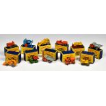 Eleven boxed Matchbox Lesney 1-75 Series construction vehicles, comprising MB2a Muir Hill Dumper,