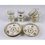 A group of Worcester Barr Flight & Barr fluted tea and coffee wares, comprising four tea cups,