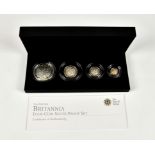 Numismatics interest - The Royal Mint 2010 UK Britannia Four-Coin Silver Proof Set, complete with