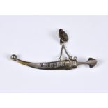 Russian Silver and Niello Work Miniature Dagger and Sheath Pendant, indistinct silver mark, 4 3/8in.