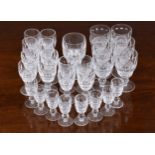 A suite of Waterford Colleen pattern crystal glasses, comprising six claret wine glasses 4 ¾in., one