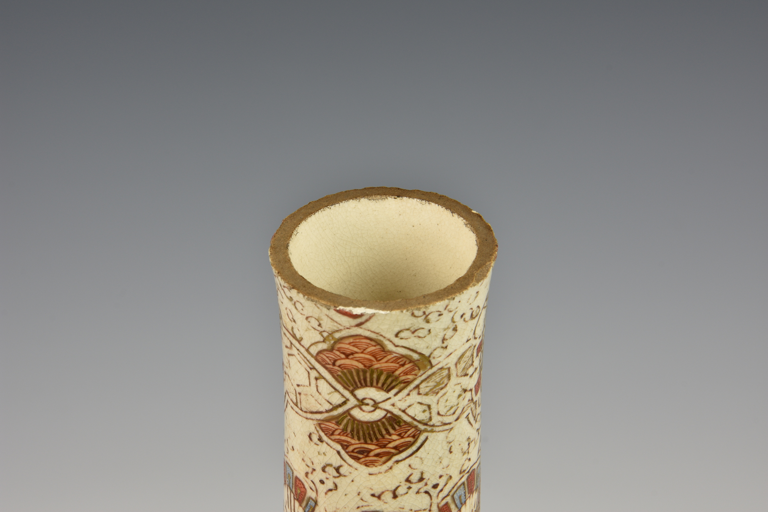 A large Japanese Satsuma bottle vase, Meiji period (1868-1912), signed in iron red with three - Image 5 of 9