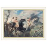 British, early 19th century, Horses Racing through a Brook. watercolour, signed and dated