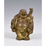 A Chinese gilt bronze buddha figure, probably early 20th century, modelled in standing position,