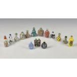 A collection of fifteen Chinese porcelain snuff bottles, 20th century, of varying shapes, to