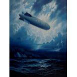 Josef M. Arentz (American, 1903-1969), "Atlantic". US Navy Airship on the Atlantic crossing. oil