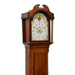 A late 18th century inlaid oak and mahogany eight day longcase clock by G. Stephenson of Warminster,