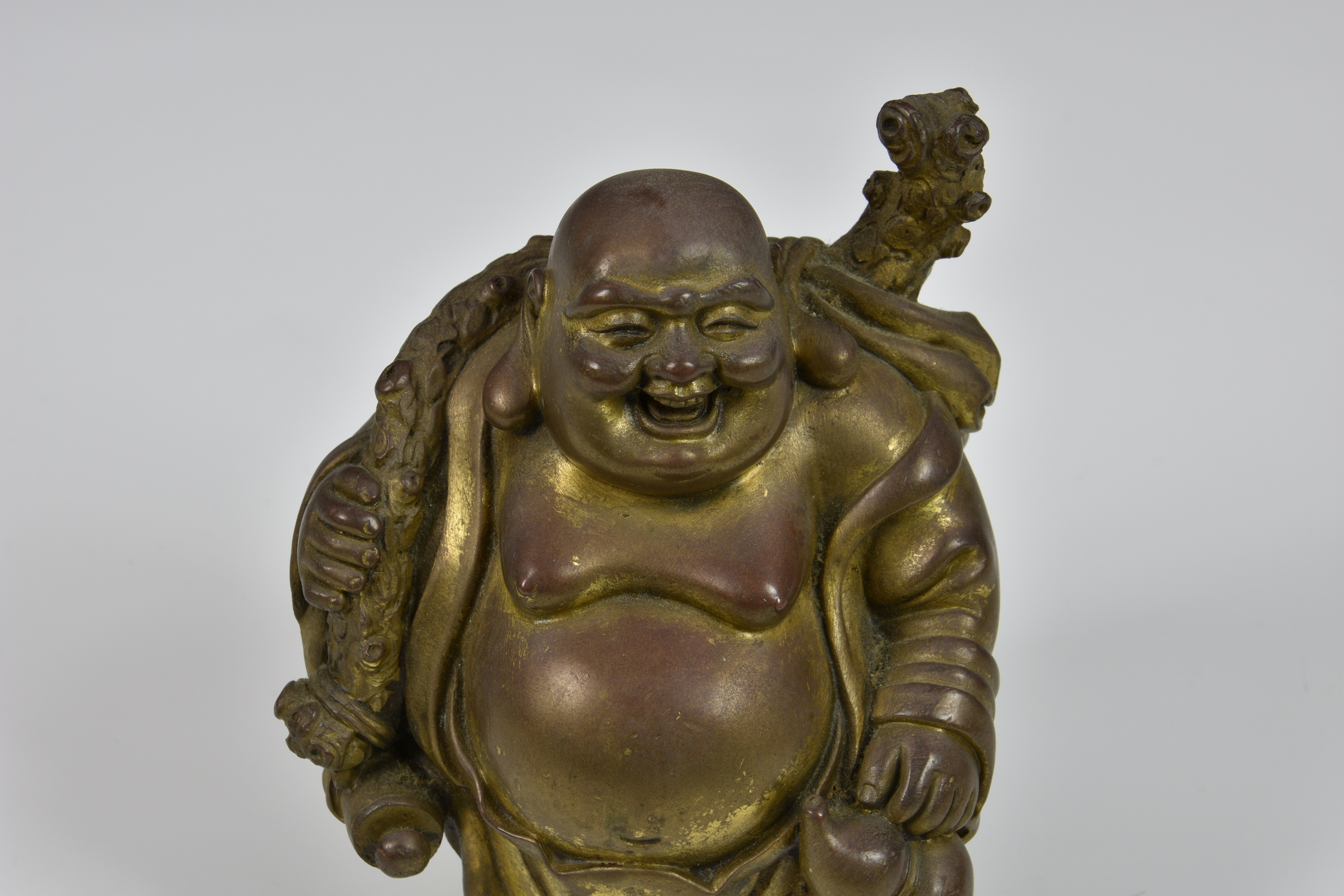 A Chinese gilt bronze buddha figure, probably early 20th century, modelled in standing position, - Image 6 of 7