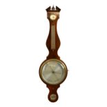 A large late Regency mahogany wheel barometer by B. Gally, with architectural pediment, silvered