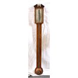 A 19th century mahogany stick barometer by Roncoroni of Holborn, the case with visible cane,