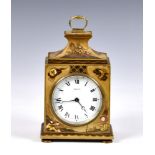 A Zenith chinoiserie lacquered table clock, 1920s, the signed, Roman enamel dial fronting an