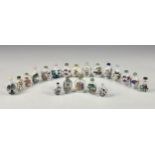 A collection of twenty Chinese porcelain snuff bottles, 20th century, various shapes and ages, to