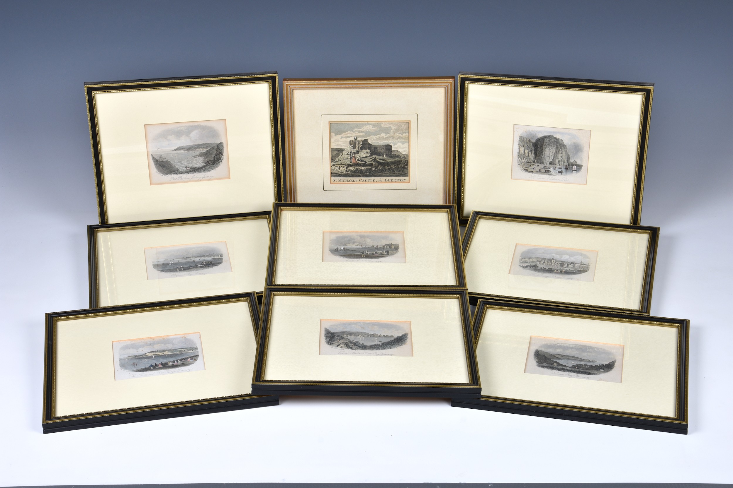 A collection of fifteen 19th century framed Guernsey bookplate prints and engravings etc, to include - Image 3 of 3
