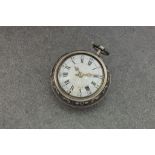 An 18th century English silver pair cased verge pocket watch, the fusee movement signed 'Roget