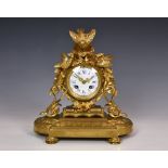 A 19th century ormolu mantel clock in the manner of Jules Moigniez, the twin train movement with