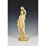 A Royal Worcester porcelain figure of a Grecian water carrier, date code 1891, puce printed and