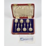 A cased set of six Anointing spoons, William Suckling Ltd, Birmingham, 1936, the spoons copying