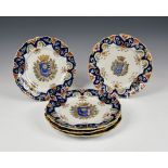 A set of five 19th century faience plates, each hand painted with central "Granville" coat of arms