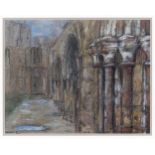 Herbert Whone (British, 1925-2011), Cloister, Fountains Abbey, entrance to Chapter House,