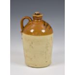 A Guernsey "Bertin Feuillerat" Caves de Bordeaux 2 gallon stoneware flagon, together with another