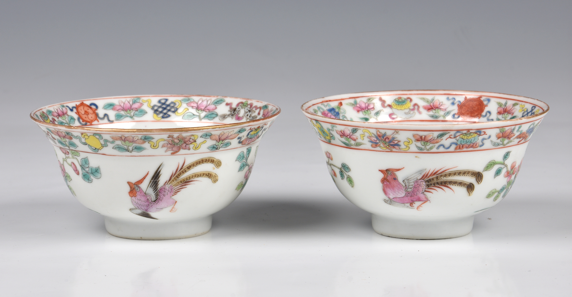 A closely matched pair of Chinese famille rose cockerel dishes, one with Xianfeng (1851-61) four - Image 13 of 15