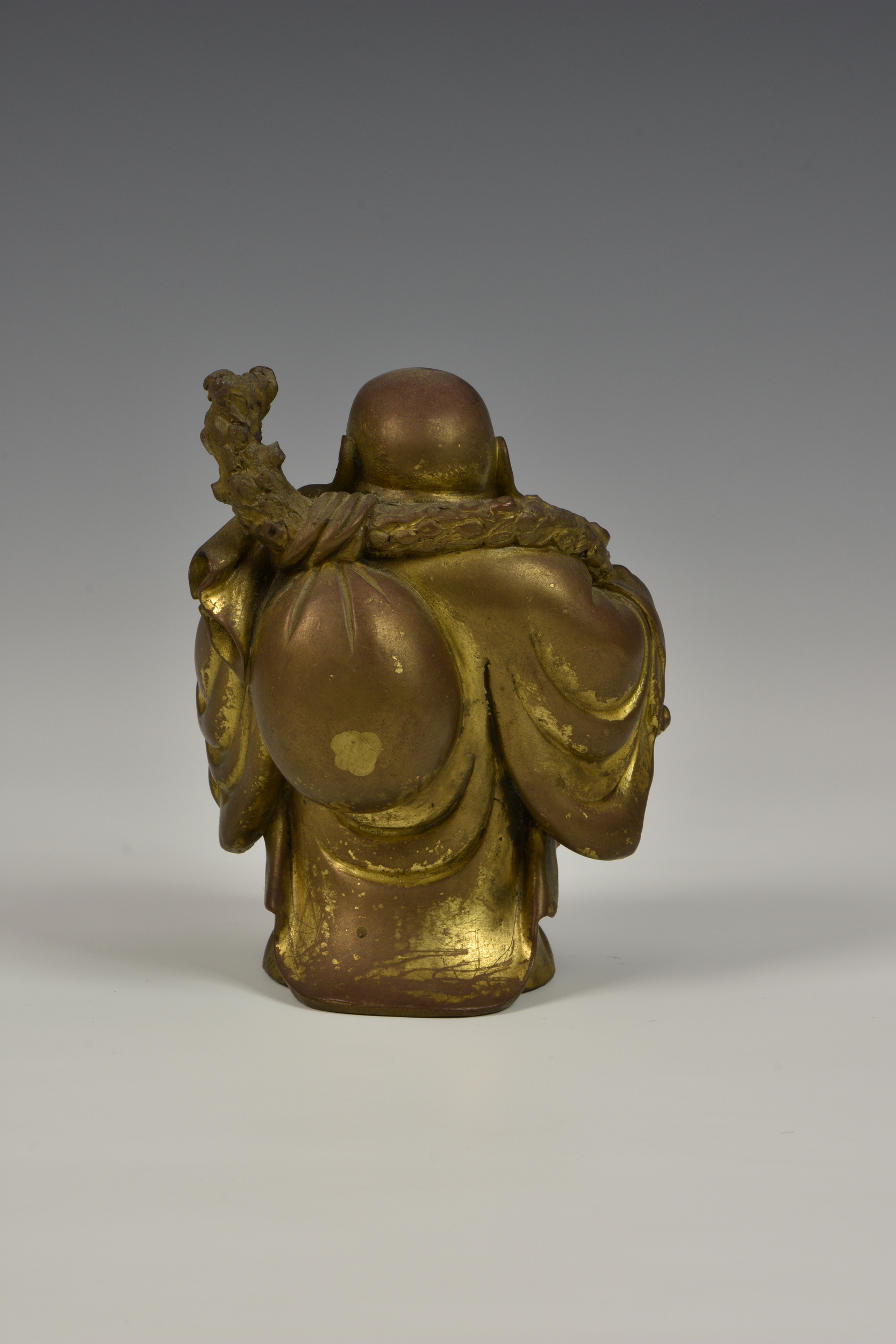 A Chinese gilt bronze buddha figure, probably early 20th century, modelled in standing position, - Image 3 of 7