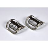 A pair of Georgian silver reeded shoe buckles, hallmarked with unknown maker's mark, ST over TH,