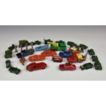 A collection of various loose die-cast vehicles, comprising Dinky, Corgi, Lesney etc, together