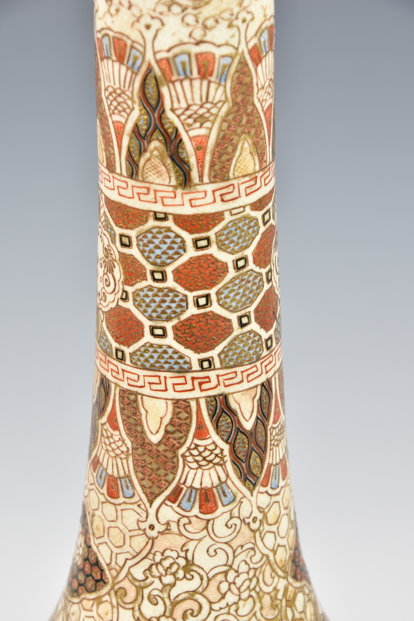 A large Japanese Satsuma bottle vase, Meiji period (1868-1912), signed in iron red with three - Image 9 of 9