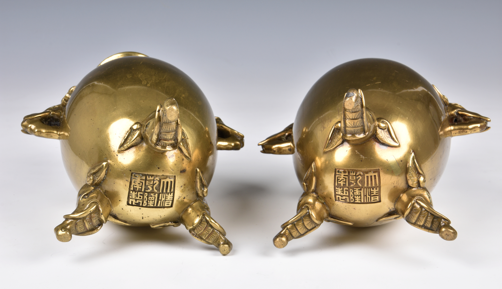 A pair of Chinese bronze 'Elephant' vases, Qing Dynasty, the high globular body with a lipped - Image 9 of 11