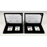 Numismatics interest - Two "Liberation of Jersey and Guernsey Datestamp 50p" Coin sets, boxed and