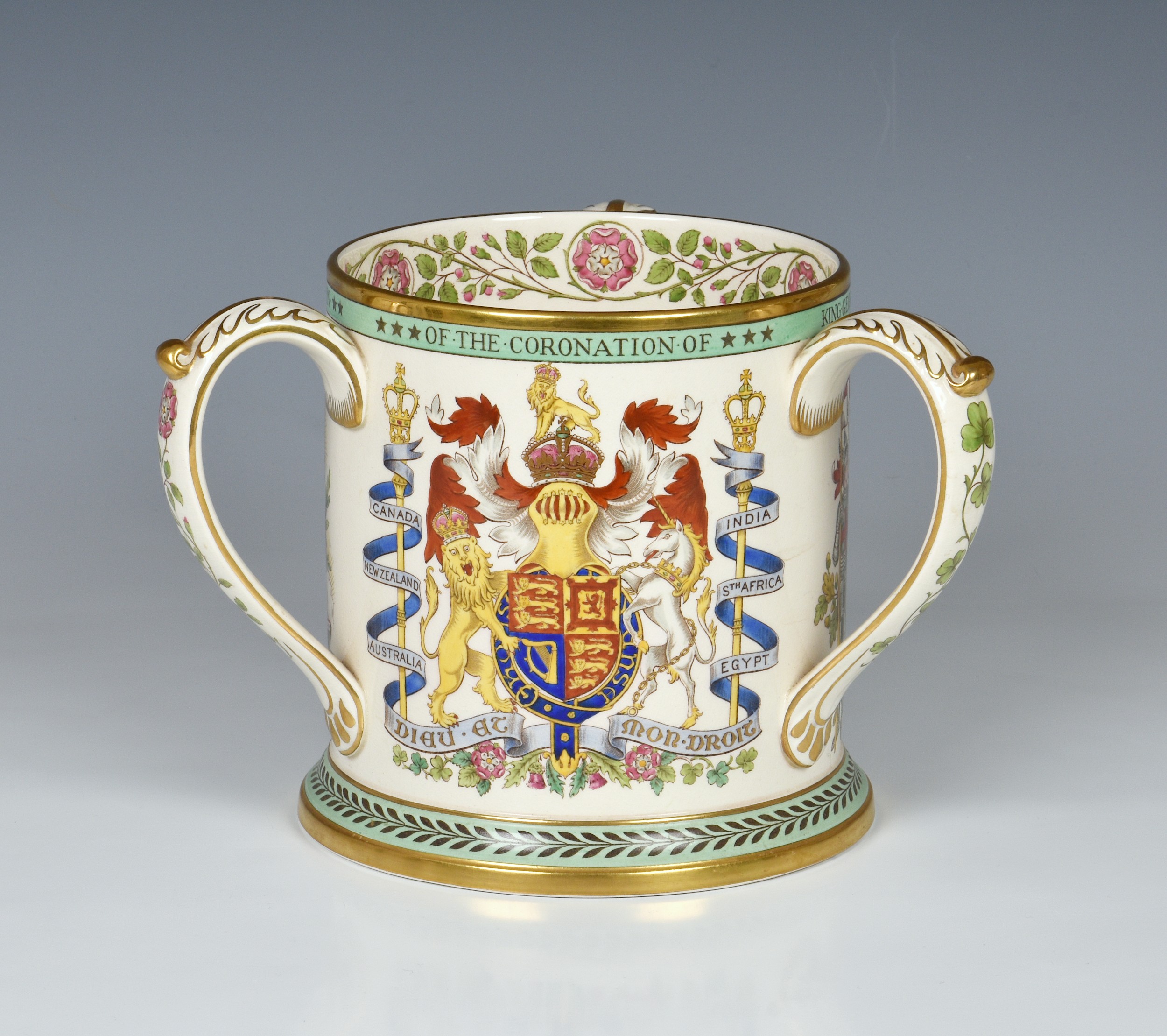 A rare large Spode-Copeland limited edition Royal commemorative tyg for the 1937 Coronation, printed - Bild 3 aus 5