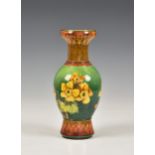 A Doulton Lambeth Faience vase, early 20th century, of baluster form with flared upturned rim,