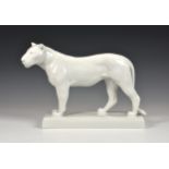 A large Meissen white-glazed porcelain figure of a Lioness, 20th century, modelled by August Gaul,