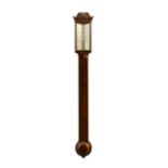 A George IV ebony strung mahogany stick barometer by Cary of London, with signed silvered register