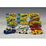 Corgi Toys - Nine boxed cars, playworn, comprising a 247 Mercedes Benz 600 Pullman with operating