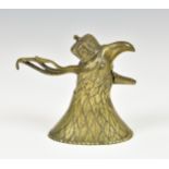 An early 20th century novelty brass eagle nutcracker, wear crown, the beak with spring action