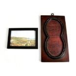 Early Jersey Horse Racing interest - A painted walnut Horse race plaque, the wording framed by horse