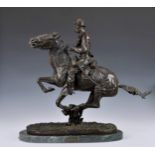 After Frederic Remington (American, 1861-1909), bronze "Trooper of the Plains", modelled as a