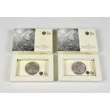 Numismatics interest - The Royal Mint "Britannia" £2 Silver Bullion Coin, x2, each displayed on