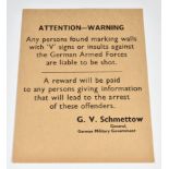 Channel Islands WW2 Occupation interest - a rare English language German occupying forces poster