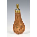 A Dixon copper and brass powder flask