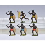 Britains lead soldiers - six Zulus of Africa figures, comprising a single running Zulu with