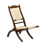 An Edwardian mahogany and marquetry folding steamer chair