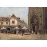 Albert Hirtz (German, 1898-1976) Village market scene, oil on canvas