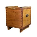 A 19th century deal pine and oak wine cooler / ice box of square form