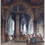 Gabriel Corelli (Italian, 1820-1900), Church Interior, watercolour, signed "Gab. Corelli"