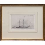 Lemon Hart Michael (British, 1824-1902) 'Yacht, Guernsey 1886' pencil and wash